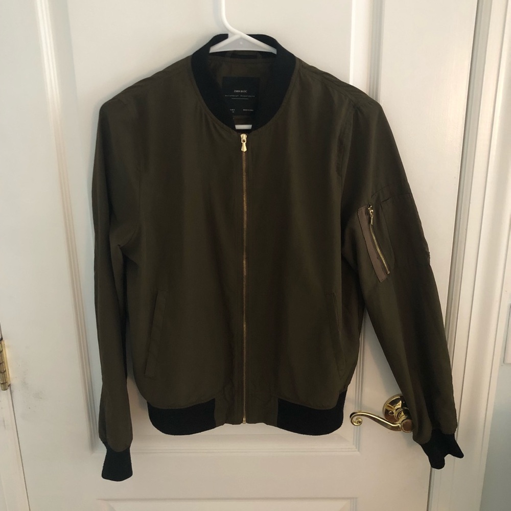 Zara Army Green Bomber Jacket